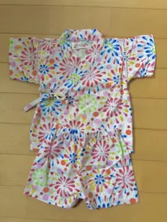 甚平 80 女の子 花火 くろわっさんすべべ