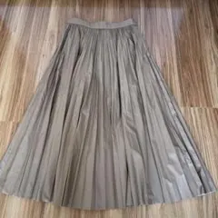 自由区 ベージュ プリーツスカート ロングスカート 合成皮革