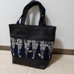 パッチワーク　ハンドメイドバック　猫