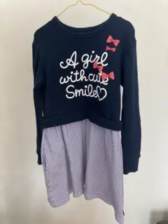 リボン付き長袖ワンピース 130