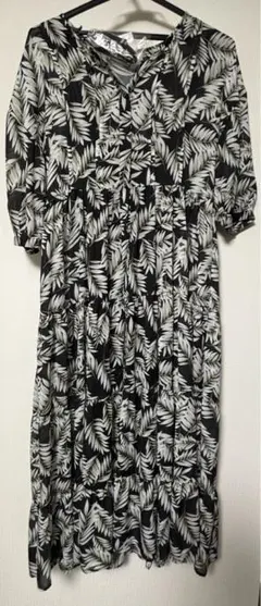 葉柄ロングワンピース インナー付き