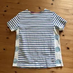 快晴堂　ストライプとドットの半袖Tシャツ 日本製のサムネイル