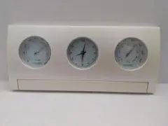 温湿度計付きアナログ置時計 　パールホワイト