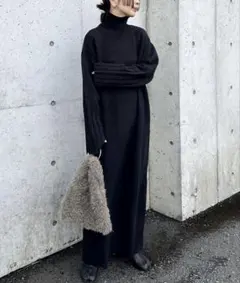 select MOCA by son フィンガータートルニットロングワンピース