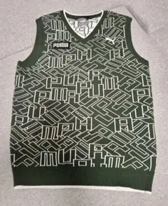美品　PUMA 幾何学模様 Vネックベスト　サイズＬ