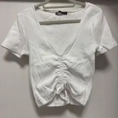 ZARA ギャザーVネック Tシャツ