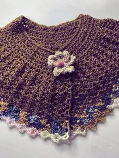 ハンドメイド　ネックウォーマー　ショール　マフラー　取り外しブローチ付