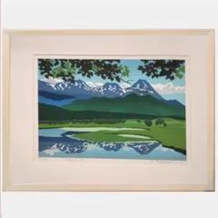 ☆北岡文雄☆ 「冬の摩周湖」木版画 北海道風景・美術館収蔵作家