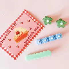 ♡No.87 キッズ　ヘアピン　ヘアクリップ　ヘアアクセサリー　グリーン　新品