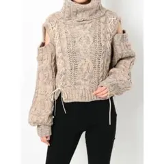 MURUA ケーブルニット　編み上げ　ベージュ