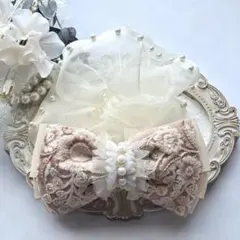 ⭐3286⭐❣️大人可愛い華やかアクセ❣️オリジナル✴インド刺繍リボンシュシュ