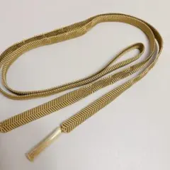 正絹 帯締め✿ 鶯色　さざなみ縞菊　格調高い　笹波　平織　和装小物