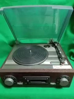 美品ウッド調レコードプレーヤーラジオ/カセット付動作品