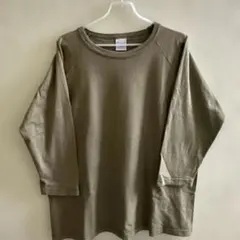 Champion T1011 7分袖 ラグランTシャツ USA製 XL カーキ