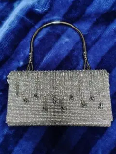 ビジュー装飾 シルバー クラッチバッグ