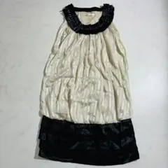 【美品】axes femme ワンピース フリル装飾 バイカラー M（E140）