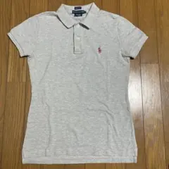 ラルフローレン　ポロシャツ　レディースＳ　ライトグレー×ピンク