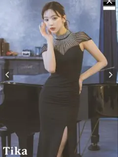 ブラックロングドレス/ビジュー付き