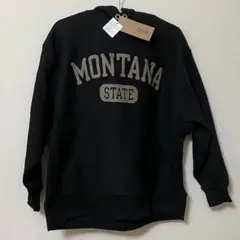 【新品、Seeroots】MONTANA　STATE　プリントパーカー　黒　M