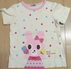 ホットビスケッツ　うさぎとアイスクリームのTシャツ(タイトめ110㌢)着用感あり