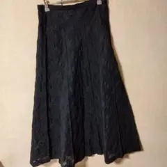 透け感レース風黒ロングスカート
