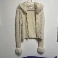 4/17限定価格MOUSSY アイボリー ファー付きカーディガン