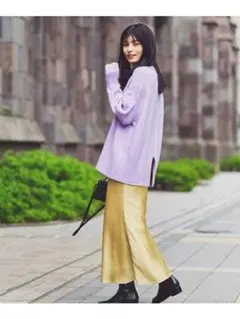 サテンナローカラースカート NATURAL BEAUTY BASIC シトロンM