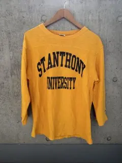 【90s日本製】チャンピオン リバースウィーブ フットボールTシャツ XL 黄のサムネイル