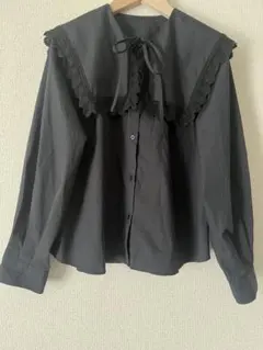 GU ブラックレース襟 長袖シャツ