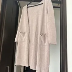 カーディガン　薄手　羽織　グレージュ　ベージュ　ブラウン　春夏　フリー　七分袖