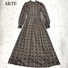 美品✨アクテ エンブロイダリーバックポイントハイネックドレス マキシ丈