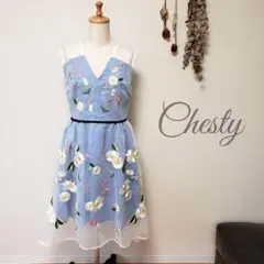 Chestyチェスティ／マーガレット刺繍／ノースリーブワンピース／ドレス／1