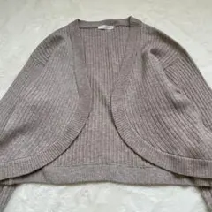 A.G. ベージュ リブ編み カーディガン 長袖ボレロ