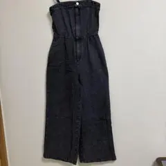 デニムオーバーオール　サロペットパンツ　ブラック