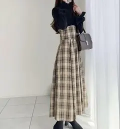 美品 mily bilet チェック柄 ロングワンピース