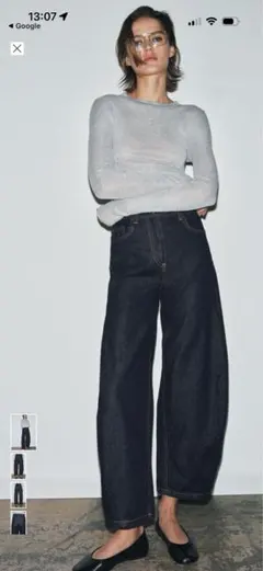 美品 ZARA コレクション アンクルバルーン ミッドライズデニムパンツ ブルー