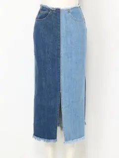 Moussy バイカラーデザインデニムロングスカート