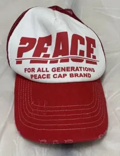 PEACE メッシュキャップ レッド
