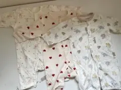 西松屋 うさぎ柄 ハート柄 動物柄 カバーオール 3点セット