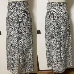 ヒョウ柄　レオパード柄　タイトスカート ウエストベルト付き