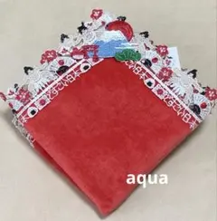 近沢レース　タオルハンカチ　和レース　どすこい日本　レッド