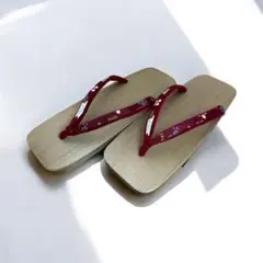 花柄鼻緒の木製下駄