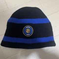インテル ニット帽 ストライプ 黒・青