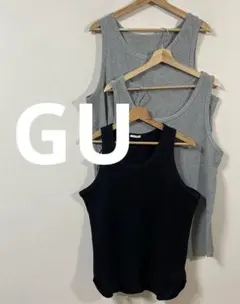 ジーユー　GU　タンクトップ　3枚セット　美品　ワッフルロングタンクトップのサムネイル