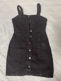 H&M DIVIDED ブラック デニム サロペット スカート