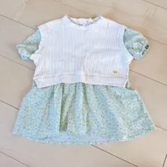 ワンピース チュニック 花柄 切り替え ふんわり 重ね着風