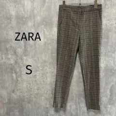 3847【ZARA/ザラ】グレンチェック　ストレッチパンツ　S