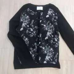 ボタニカル柄 カーディガン 黒 シースルー FORTHEPEOPLETOKYO