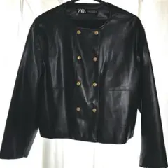ZARA フェイクレザーノーカラージャケット