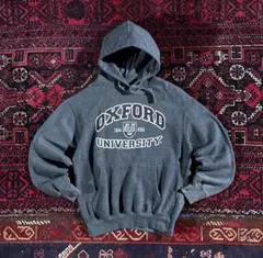 USA古着 カレッジロゴ プルオーバー パーカー チャコールグレー S